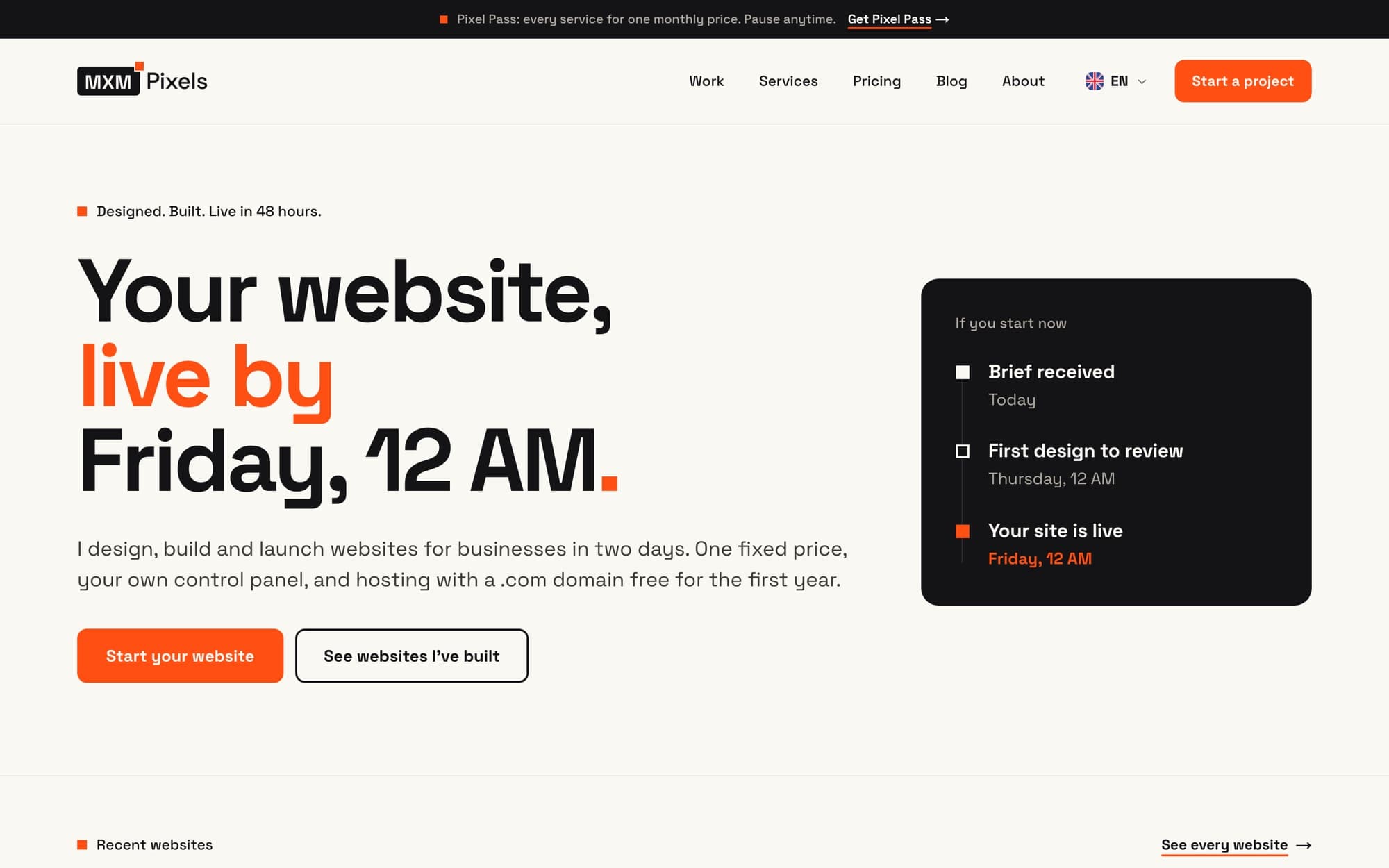 The MXMPixels homepage
