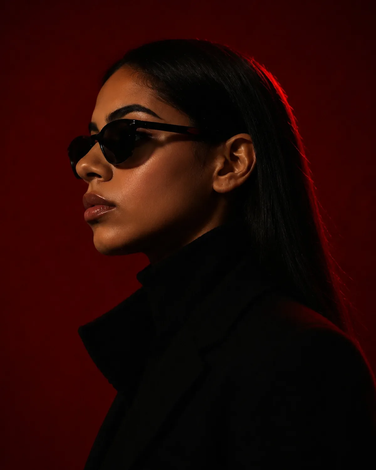 Crimson Shadow Fashion Portrait